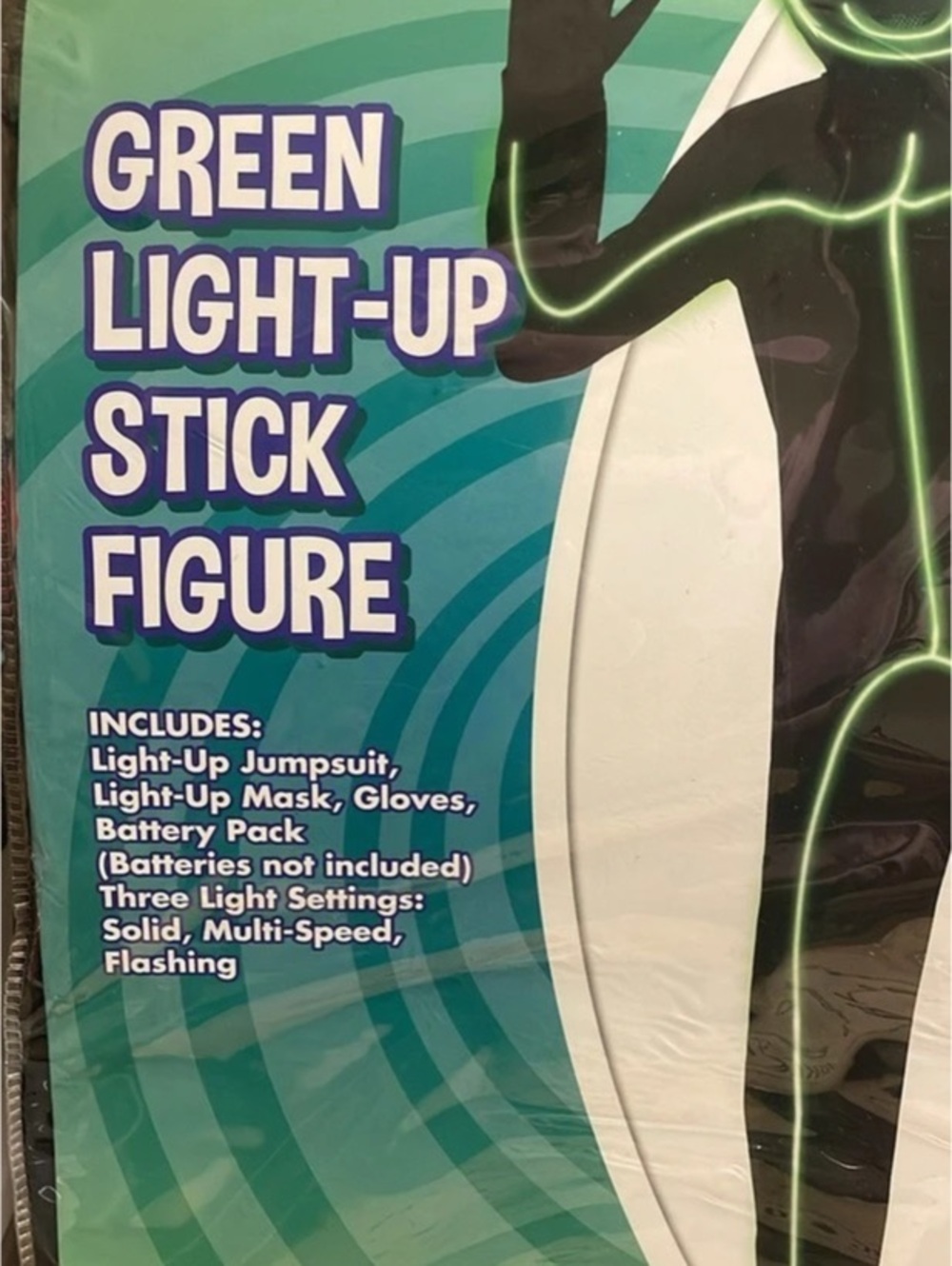 Kids Green Light-Up Stick Figure Costume Green & Black - XL 14-16